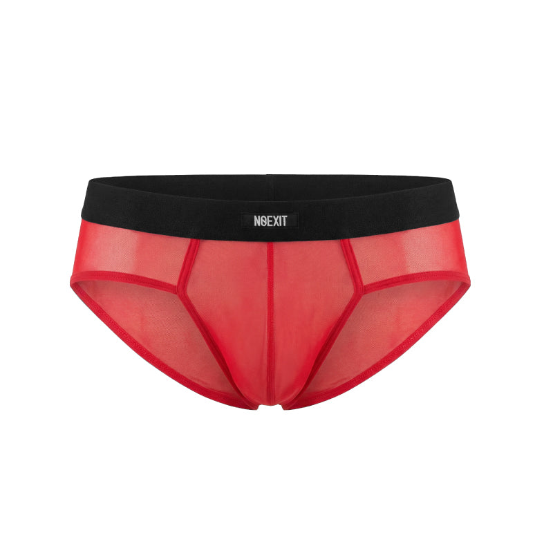 Men's Sheer Vintage Briefs  | Precision Contour Fit  | NOEXIT - Vivid  Red