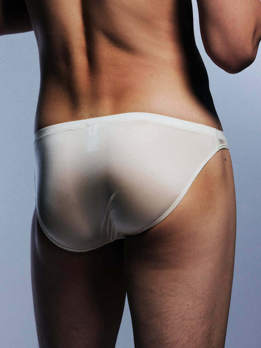 Men's Glossy Bikini Briefs | Lightweight Sheen | NOEXIT - Champagne